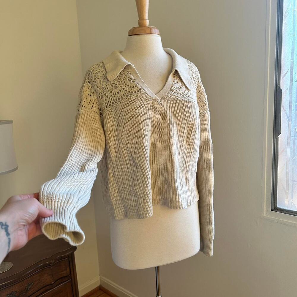 Bohme cream bohemian collared sweater